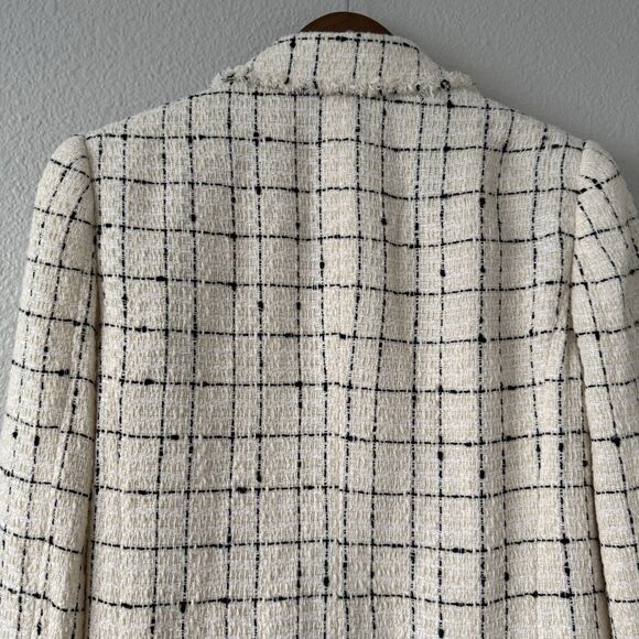 Rebecca Taylor Women’s ivory cream Plaid Tweed Blazer  6‎ - Picture 6 of 15